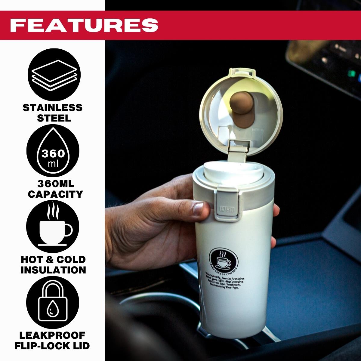 Tools4Trade Stainless Steel Thermal Coffee Mug - Beige (360ml)