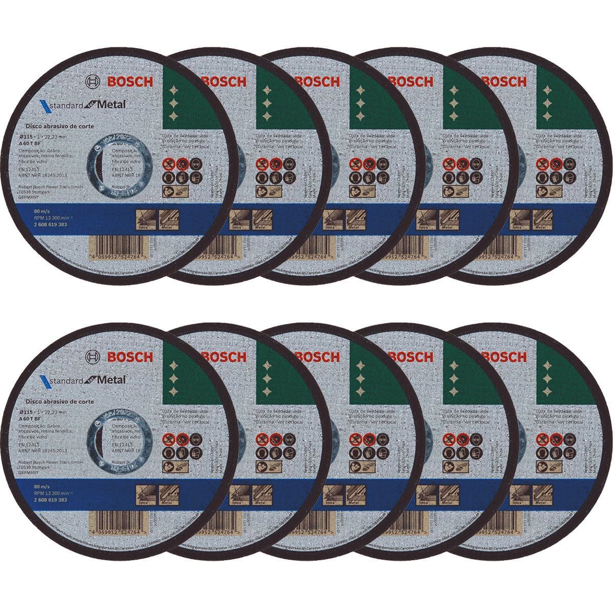 Bosch 2608619383 Metal Thin Cutting Disc 115mm x 1mm Pack of 10