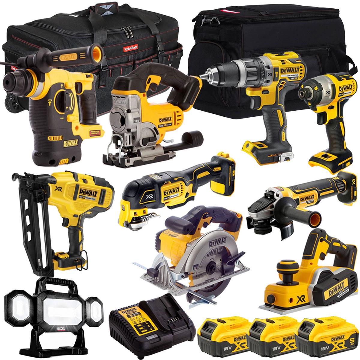 Dewalt 18V 10 Piece Power Tool Kit with 3 x 5.0Ah Battery & Charger T4TKIT-925