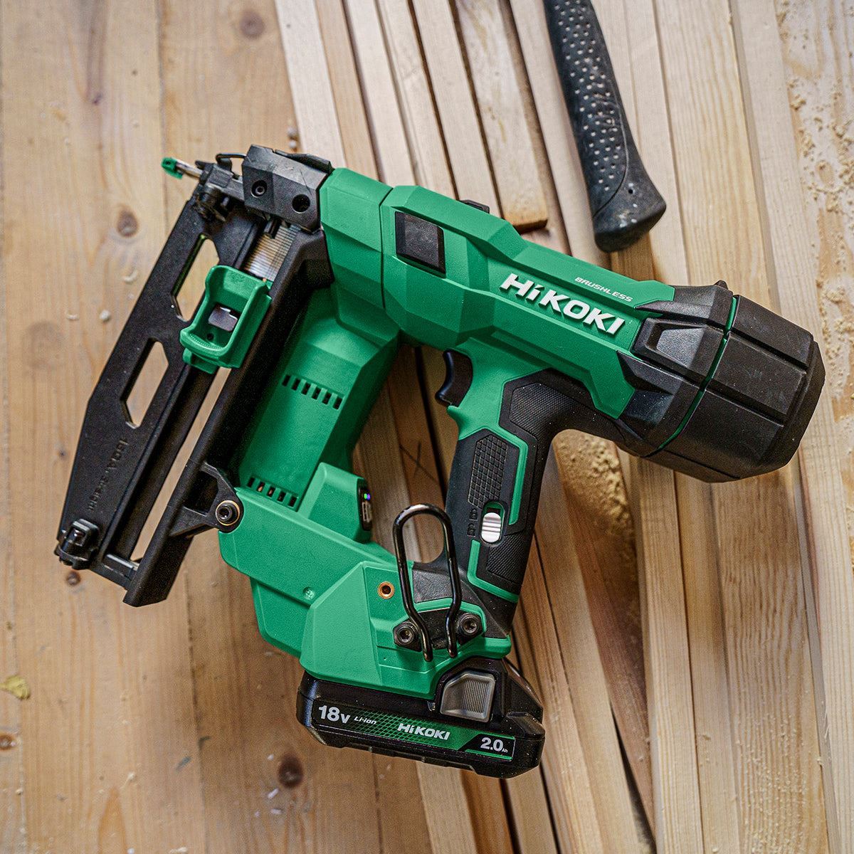 Hikoki NT1865DSAJXZ 18V Brushless 2nd Generation 16G Straight Finishing Nailer with 2 x 2.0Ah Battery Charger & Case