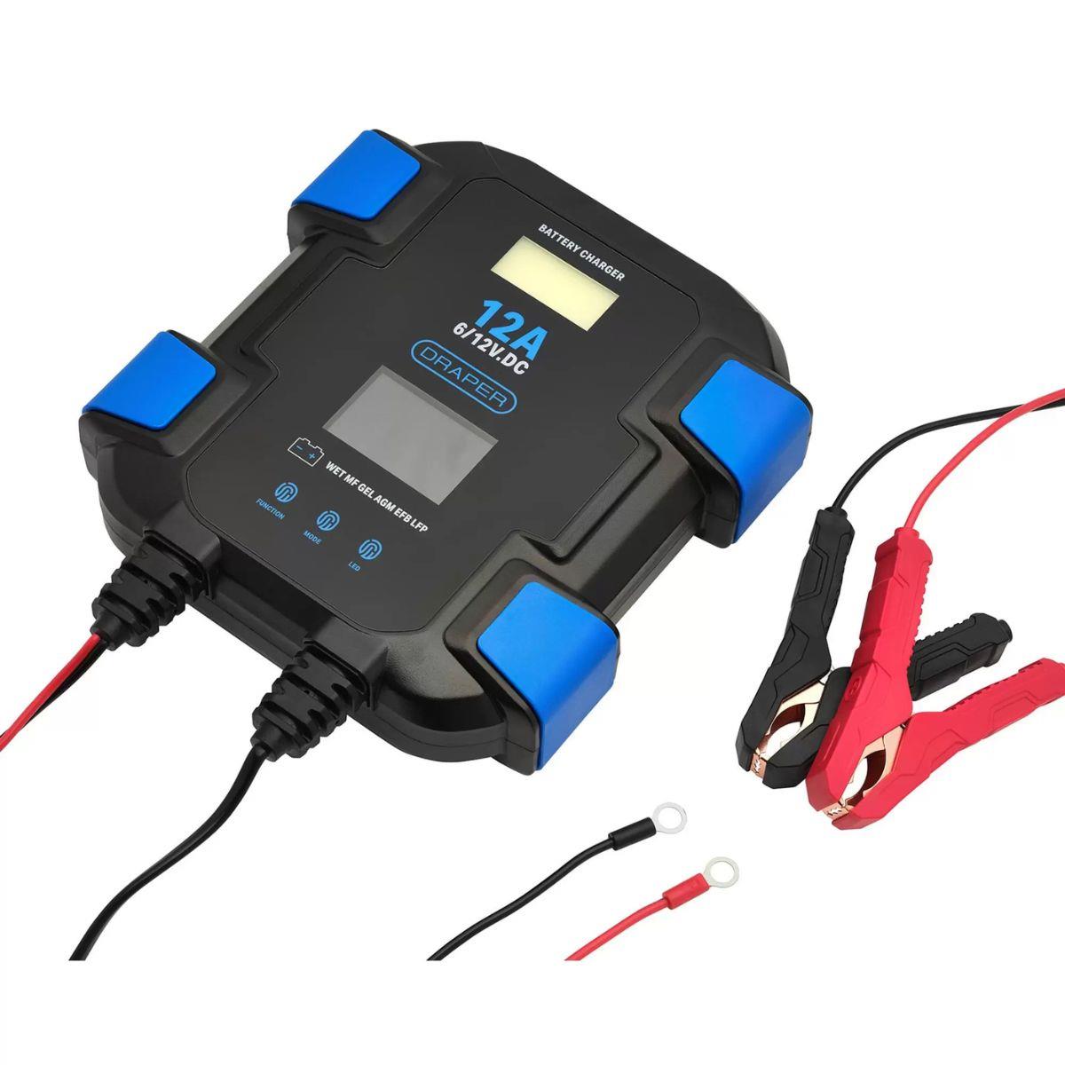 Draper SBC12 12A 6/12V Smart Battery Charger with Light Automatic Battery Maintainer & Charger 32283