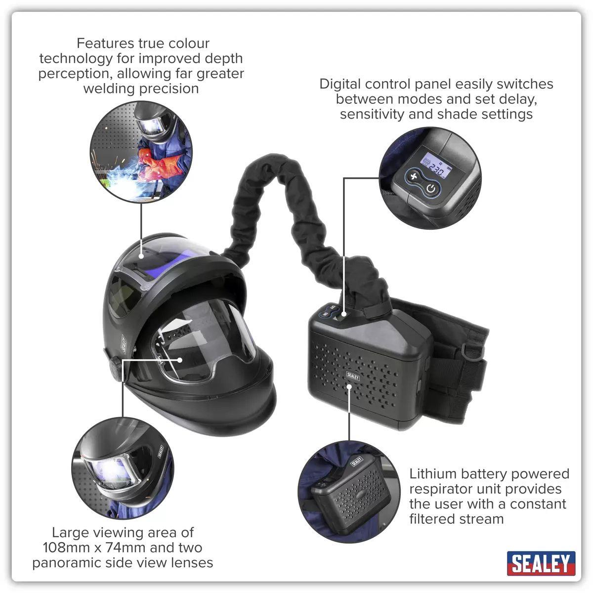 Sealey PWH618 Auto Darkening Welding Helmet with TH3 Powered Air Purifying Respirator