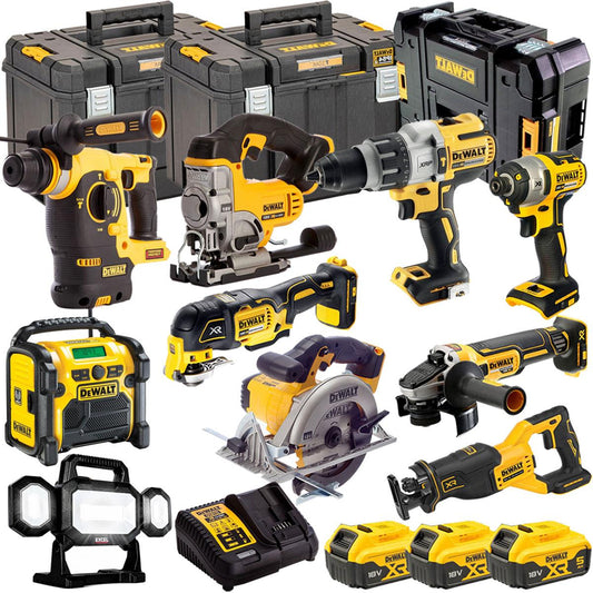Dewalt 18V 10 Piece Power Tool Kit with 3 x 4.0Ah Batteries T4TKIT-857