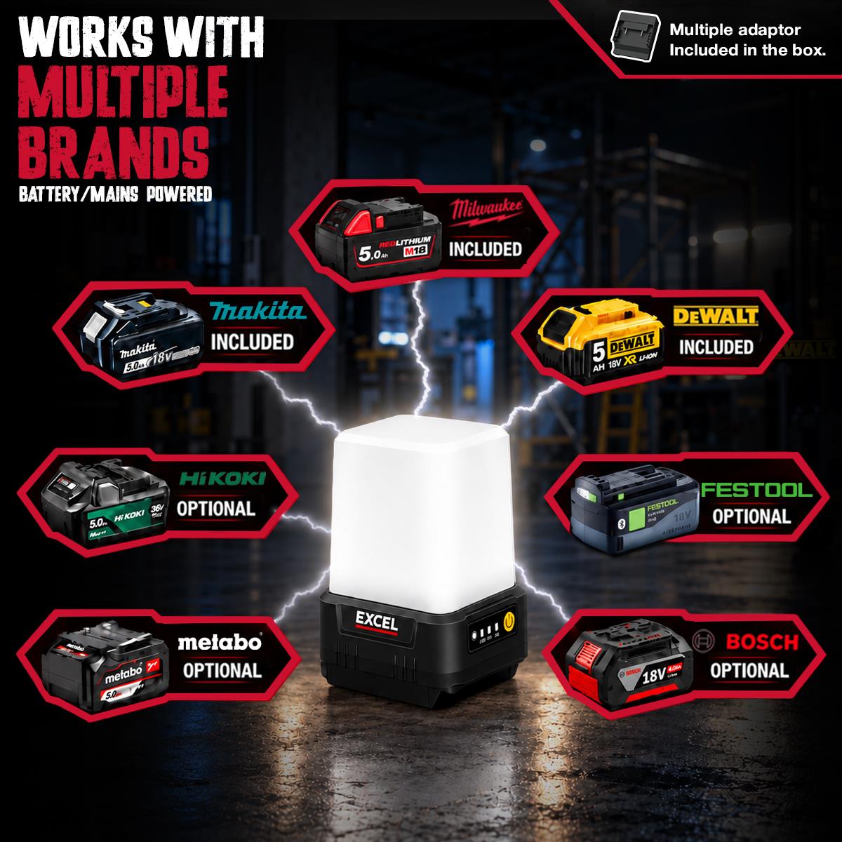 Excel 18V 1600 Lumens 360° Portable Site Light Body Only