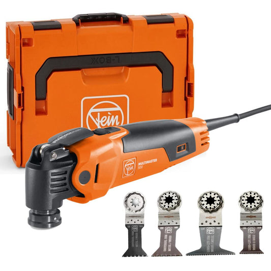 Fein MM 500 PLUS STARLOCK MultiMaster Oscillating Multi-Tool In Case With 3 Piece Wood & Metal Cut Set
