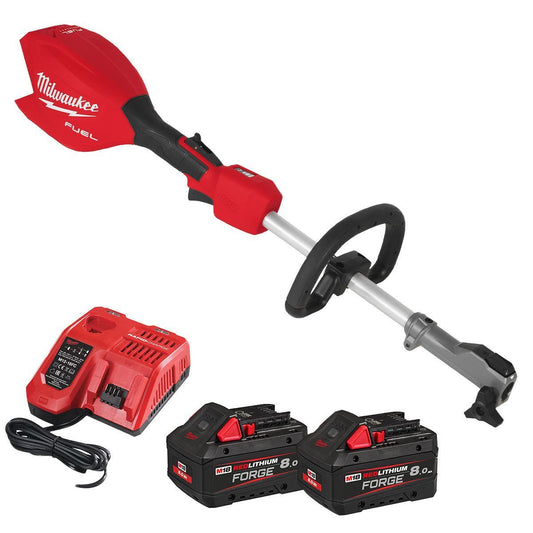 Milwaukee M18FOPH2-802 Fuel 18V Brushless Outdoor Power Head with Quik-Lok with 2 x 8.0Ah Battery & Charger 4933492665