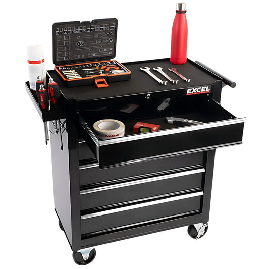 Excel 5 Drawer Tool Chest Cabinet with Wheels – Black Steel Storage