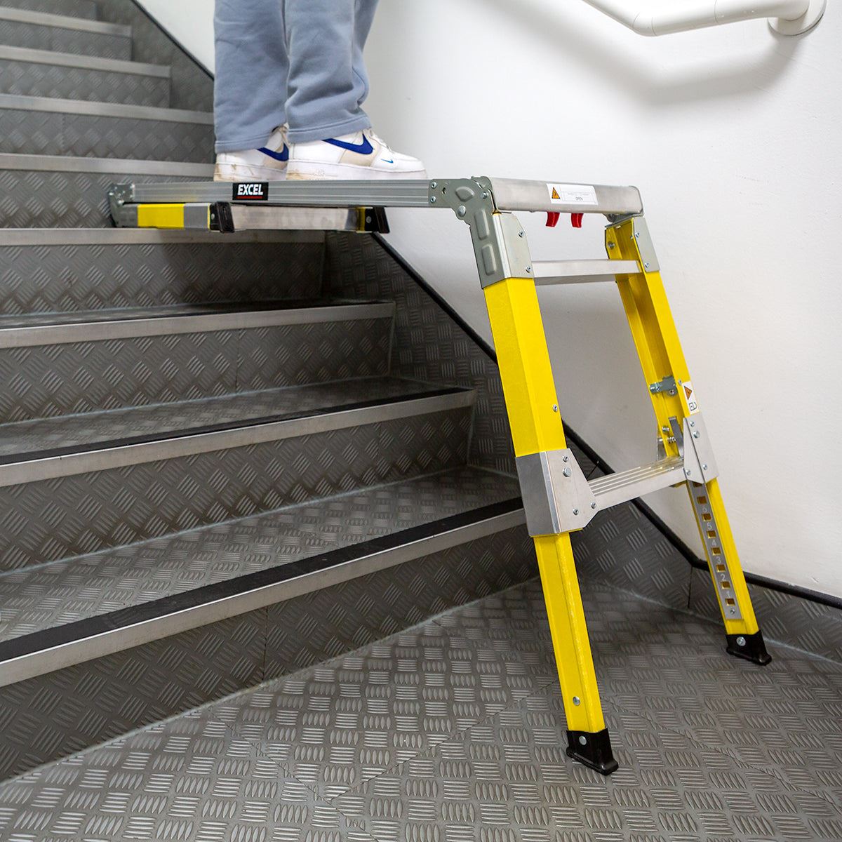 Excel Fibreglass Work Bench Platform Adjustable Height Heavy Duty Folding Hop Up - 1200 x 350 mm Pack of 2