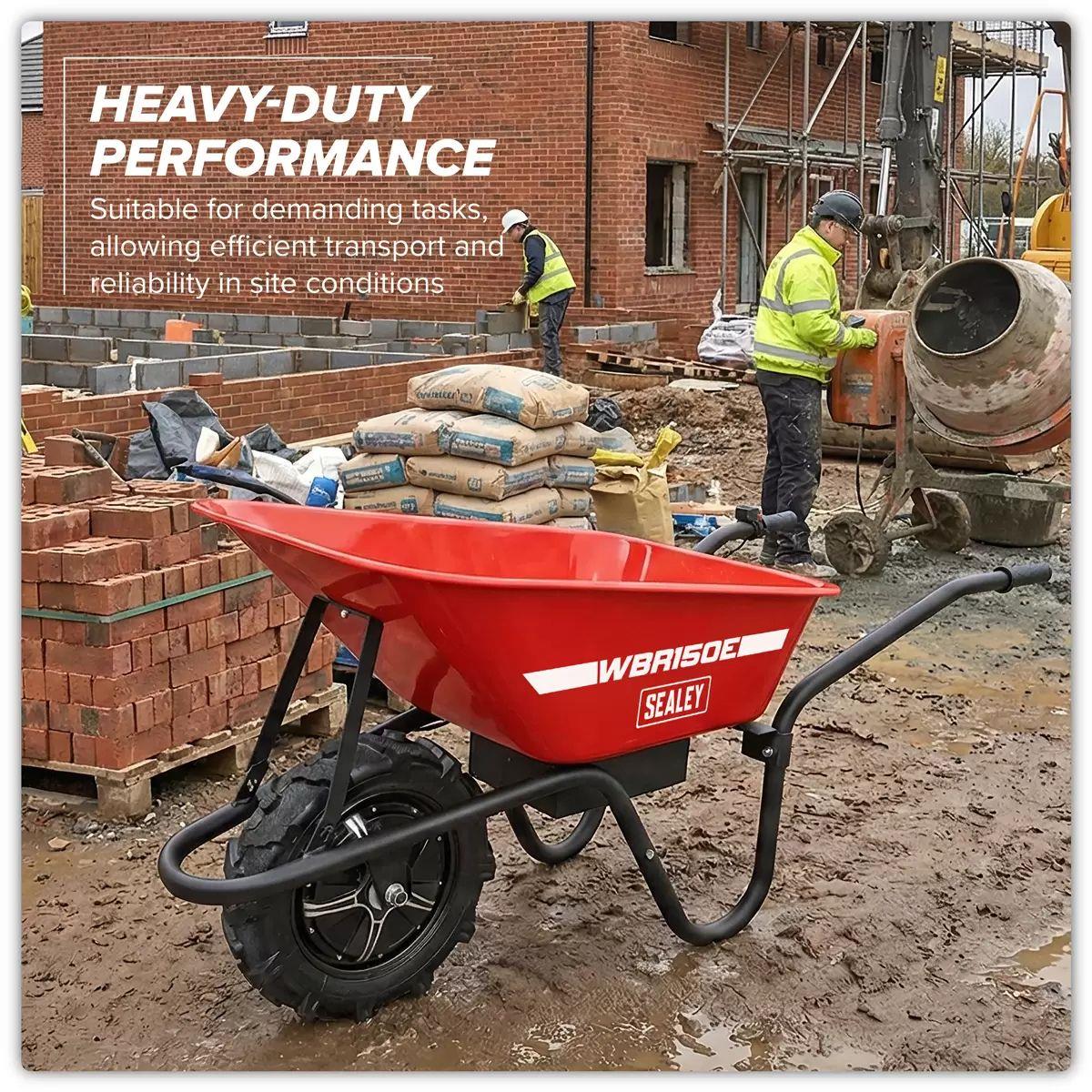 Sealey WBR150E Electric Wheelbarrow Weight Capacity 150kg & 75L Bucket Capacity 240V/500W