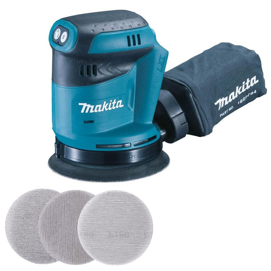 Makita DBO180Z 18V Random Orbit Sander With A80+A120+A180 Sanding Disc Pack of 30