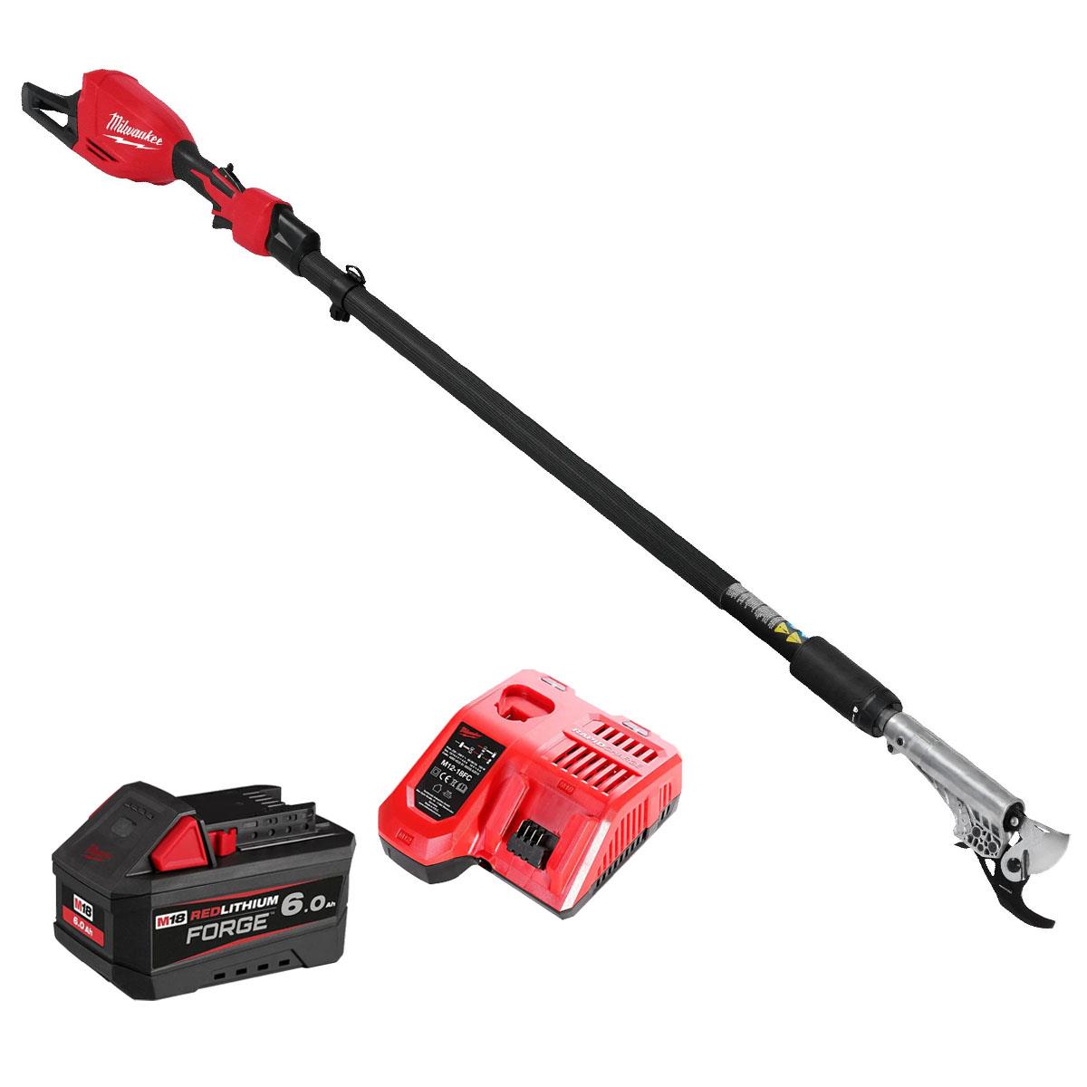 Milwaukee M18BLTS-0 18V Brushless Telescopic Pole Pruning Shear With 1 x 6.0Ah Battery & Charger