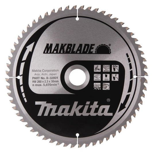 Makita B-32801 Makblade TCT Mitre Saw Blade 260mm x 30mm x 60T