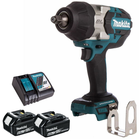 Makita DTW1002Z 18V 1/2" Brushless Impact Wrench with 2 x 6.0Ah Battery & Charger