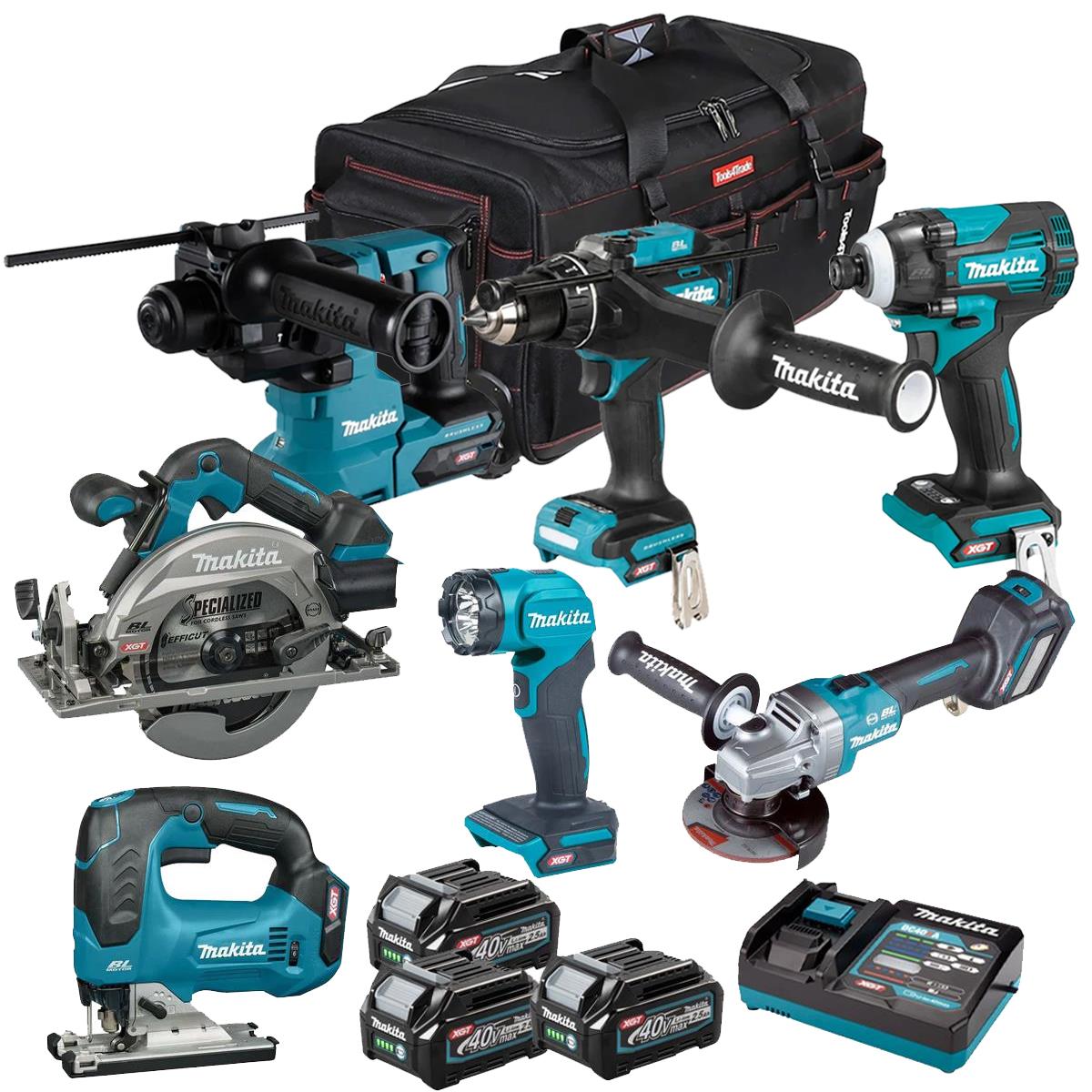 Makita 40V 7 Piece Combo Kit with 3 x 2.5Ah Batteries & Charger T4TKIT-6611