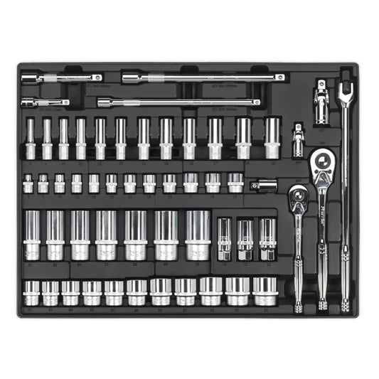 Sealey TBT31 Tool Tray with Socket Set 55pc 3/8in and 1/2inSq Drive