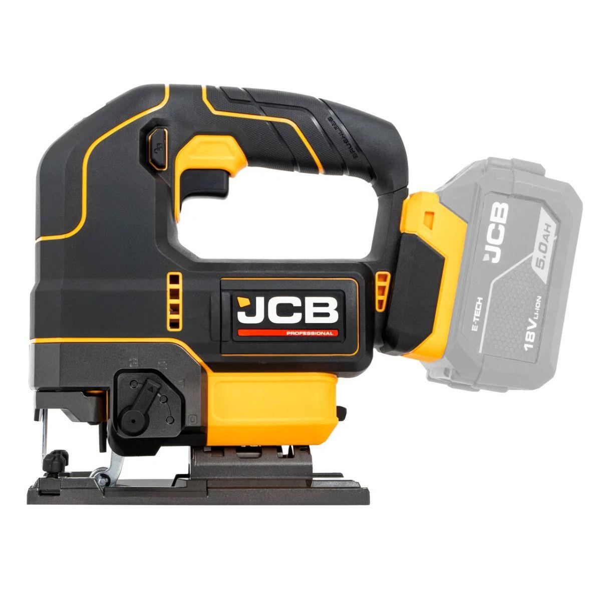 JCB-18PKIT-8 Pro 18V Combi Drill, Impact Driver, Circular Saw, Angle Grinder & Jigsaw With 2 x 2Ah & 2 x 5Ah Batteries & Dual 4.5A Fast Charger In Soft Tool Bag