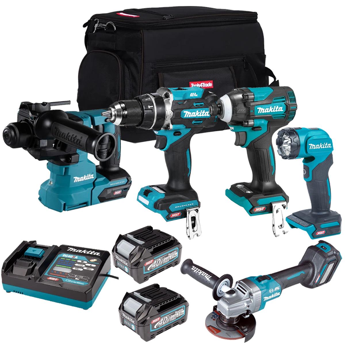 Makita 40V 5 Piece Combo Kit with 2 x 2.5Ah Batteries & Charger T4TKIT-6965
