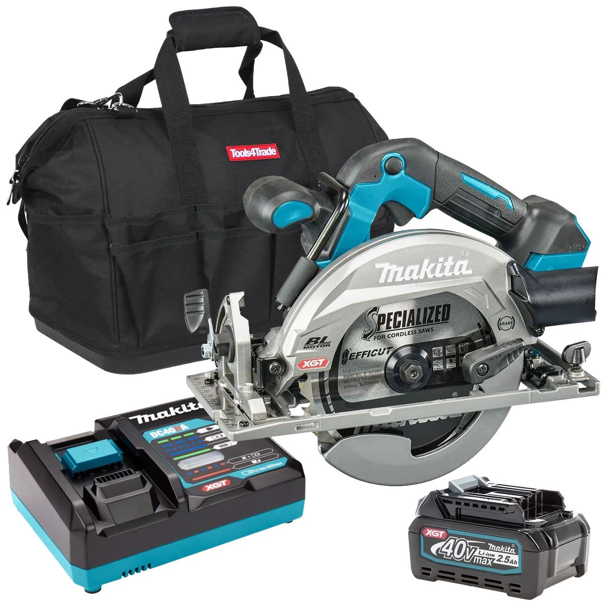 Makita HS012GZ 40V Brushless 165mm Circular Saw With 1 x 2.5Ah Battery, Charger & Bag