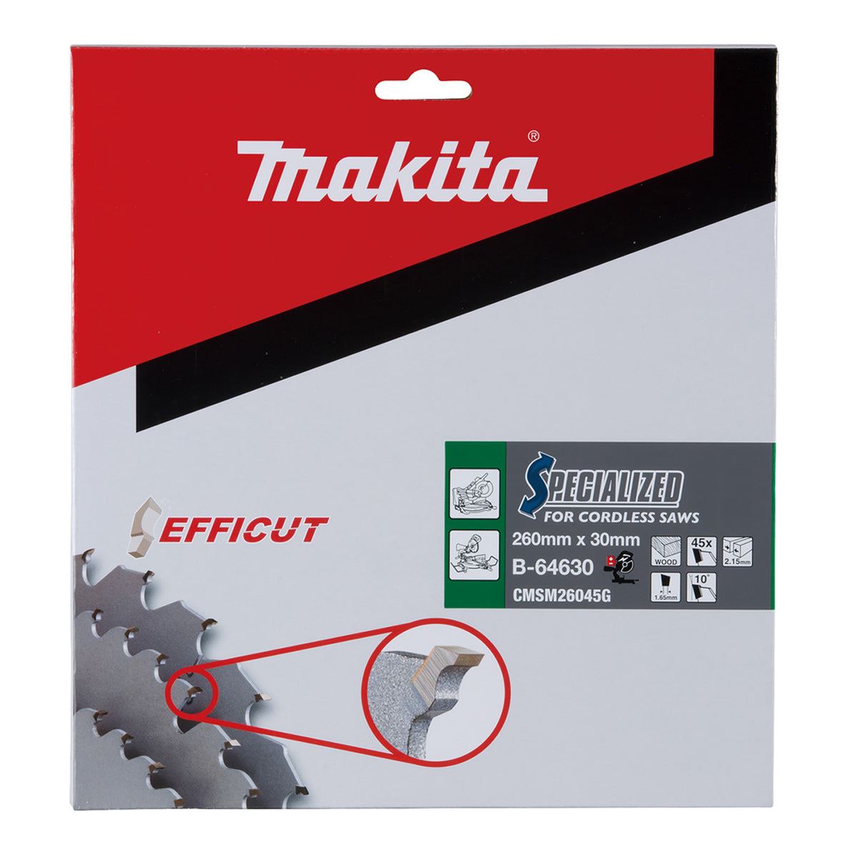 Makita 260 x 30mm x 45T TCT Efficut Circular Saw Blade B-64630