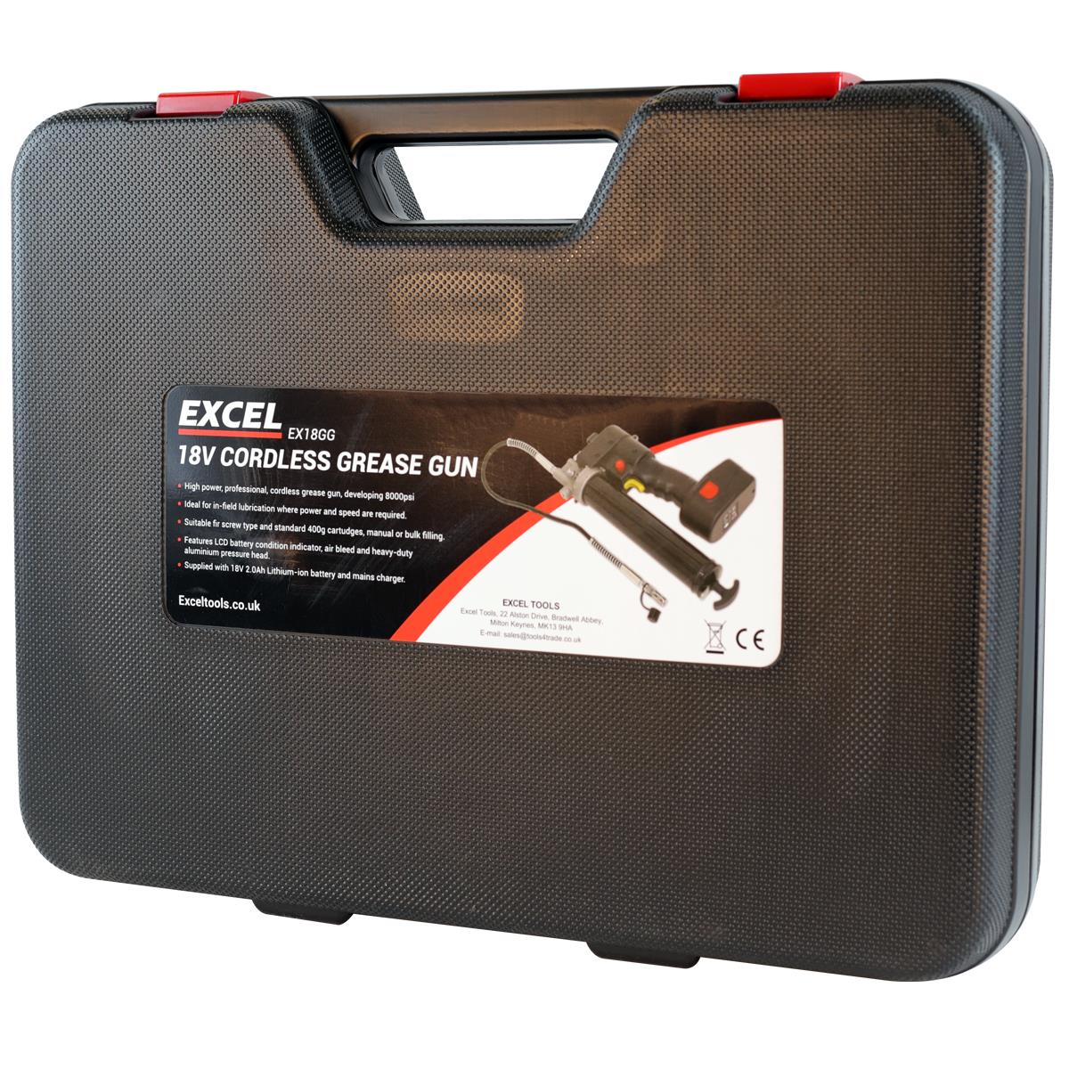 Excel 18V Cordless Li-ion Grease Gun with 1 x 2.0Ah Battery