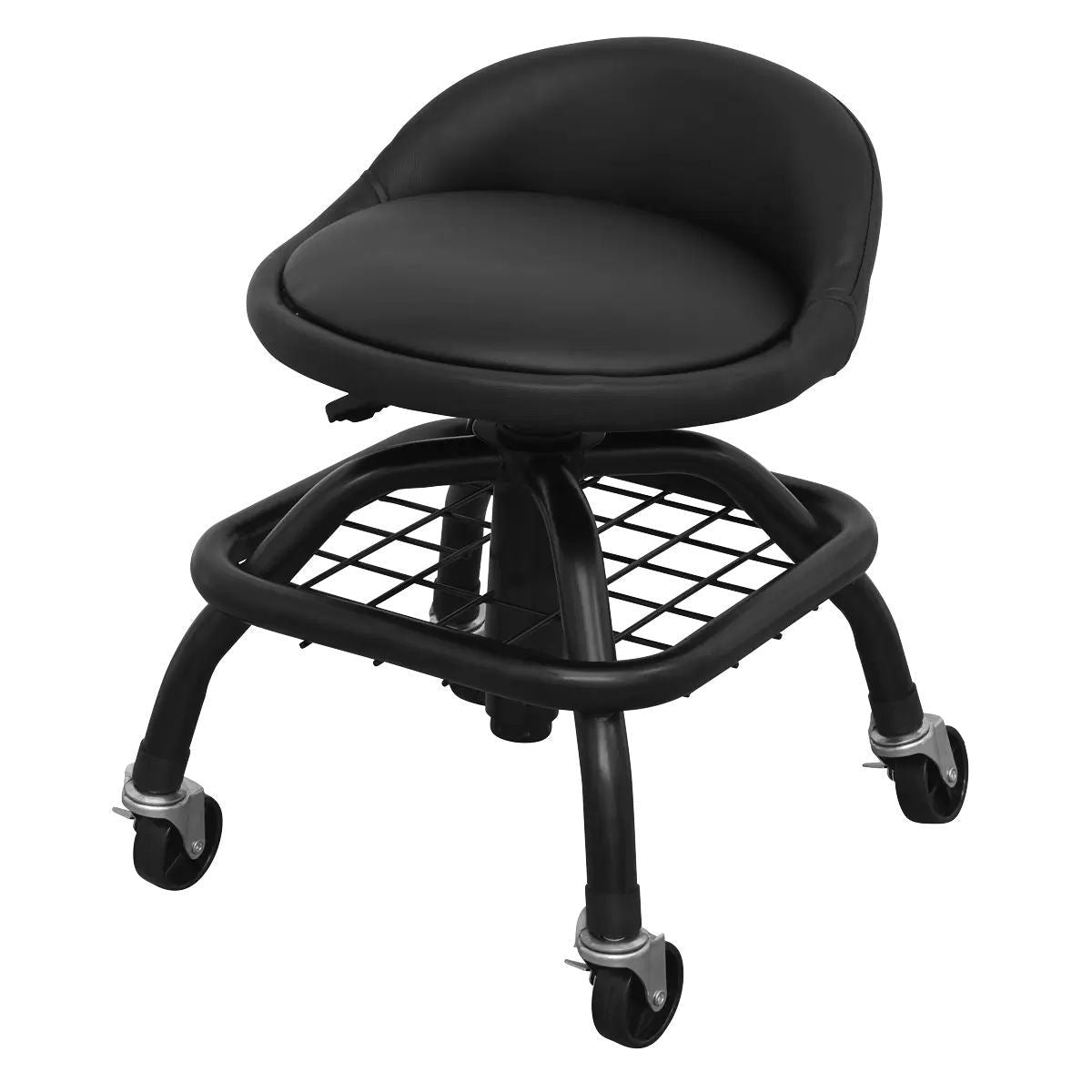 Sealey SCR02B Creeper Stool Pneumatic with Adjustable Height Swivel Seat & Back Rest
