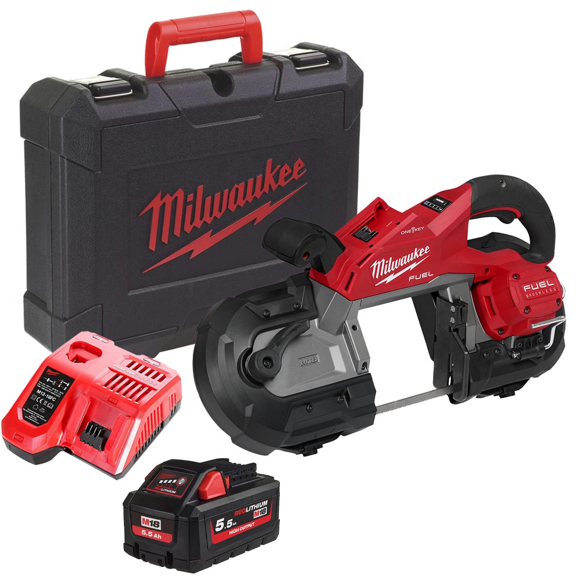 Milwaukee M18FBS127DO-0C M18 18V Brushless Dual-Trigger Deep Cut Band Saw With 1 x 5.5Ah Battery Charger & Case