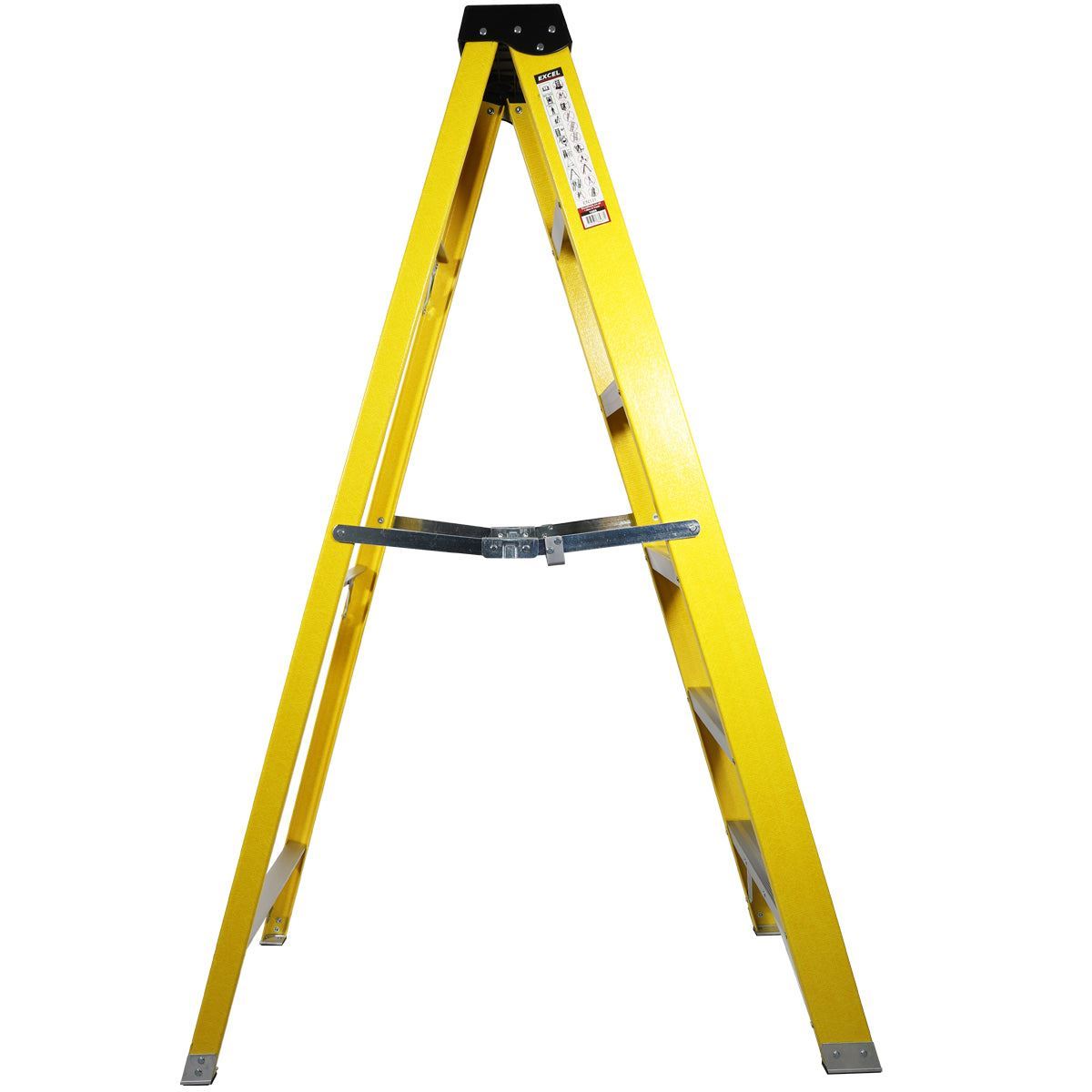 Excel Heavy Duty Fibreglass 6 Tread Ladder with 3 Step Hop Up Ladder