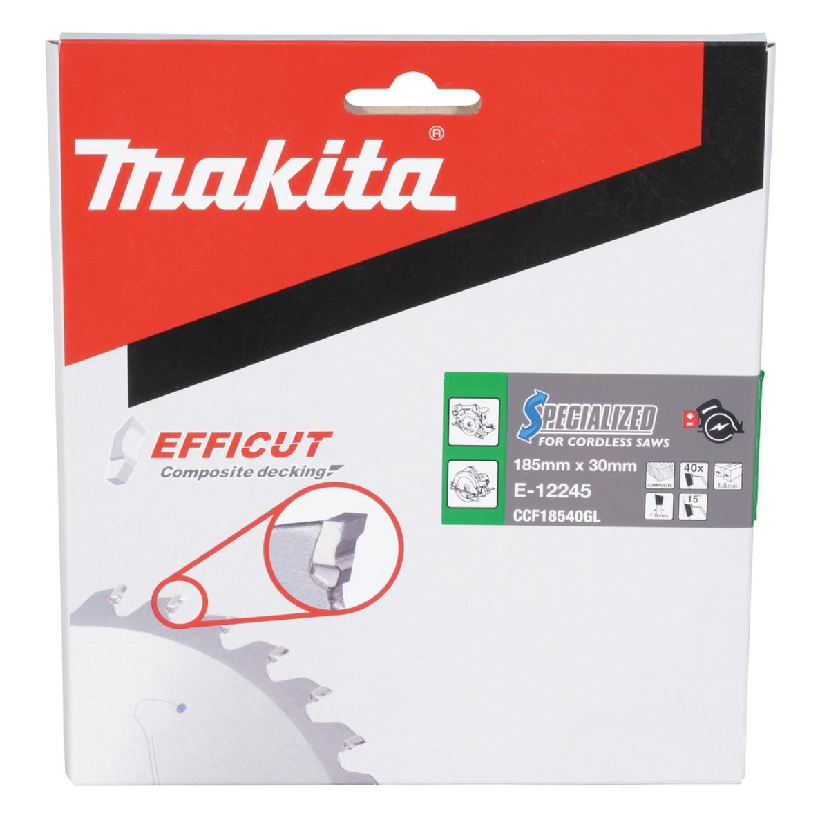 Makita E-12245 Efficut TCT Circular Saw Blade 185mm x 30mm x 40T