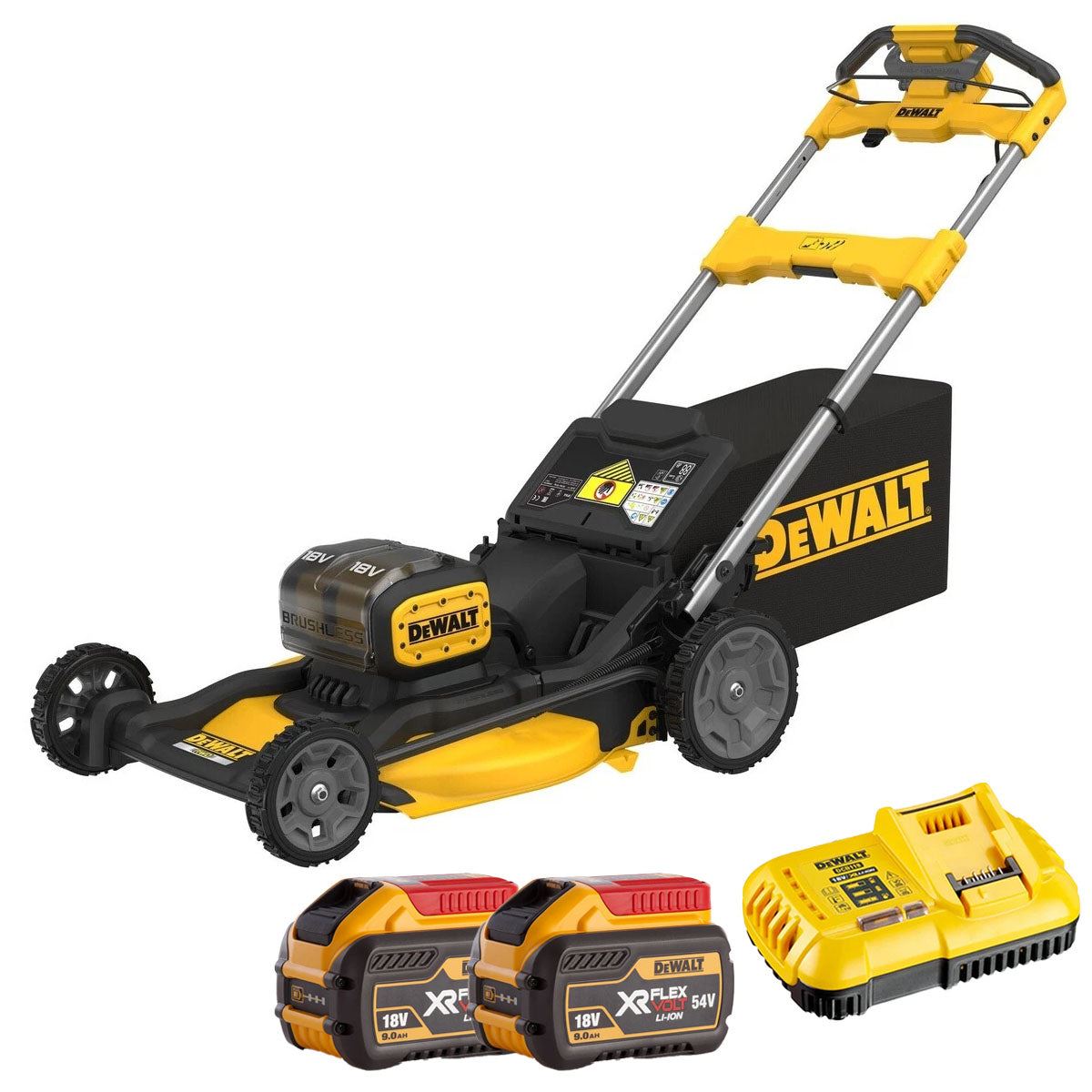 Dewalt DCMWSP156N-XJ 36V Brushless Self-Propelled Lawn Mower with 2 x 9.0Ah Battery & Charger