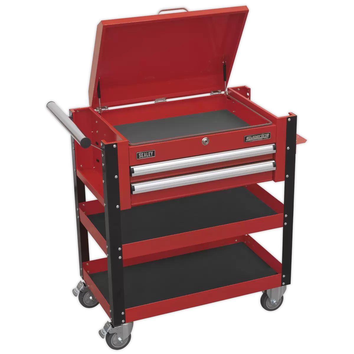 Sealey AP760M Heavy-Duty Mobile Tool Parts Trolley 2 Drawers Lockable Top Red