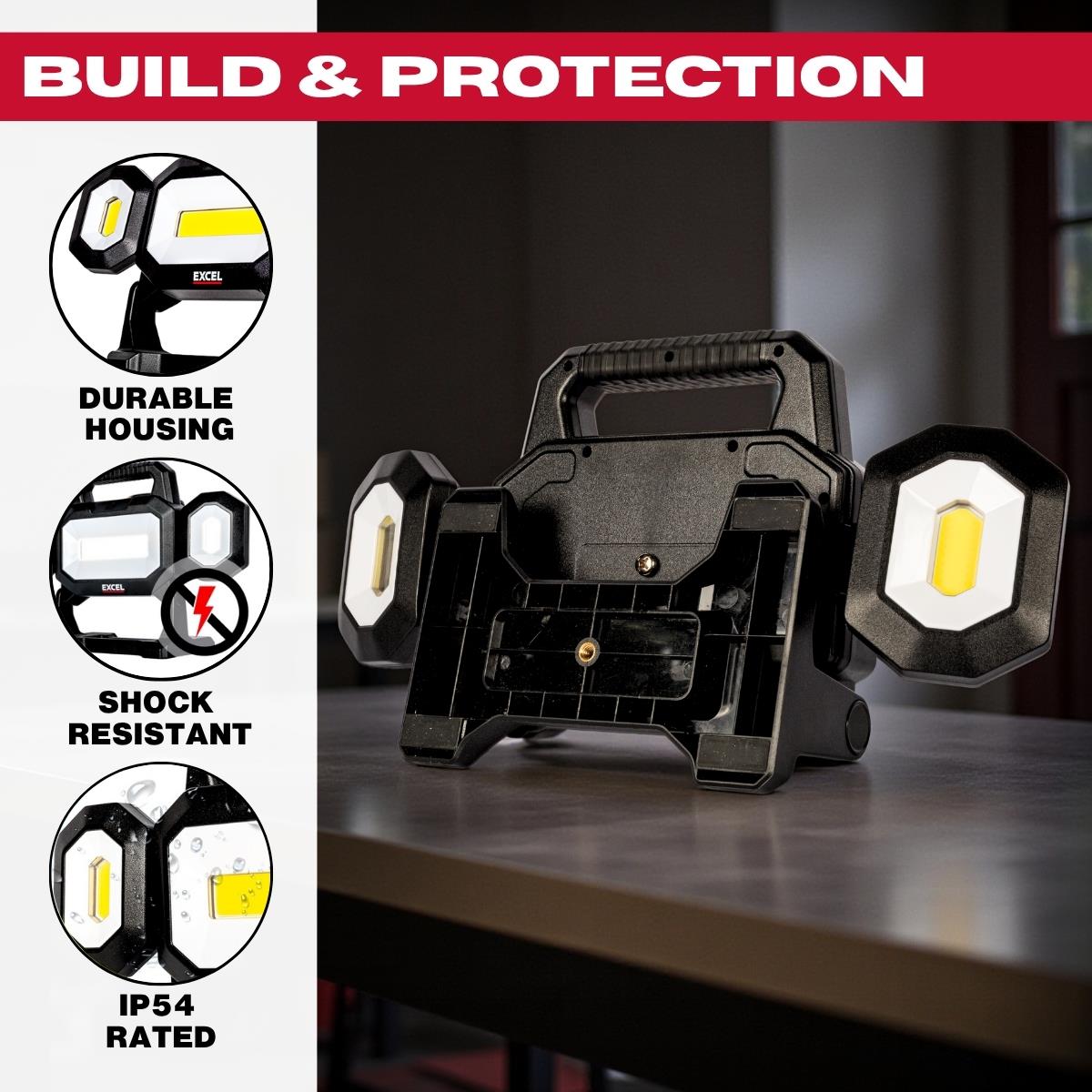 Excel 18V LED Work Light 5000 Lumens with Dewalt 1 x 4.0Ah Battery & Charger