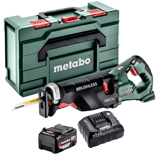 Metabo SSEP 18 LTX BL MVT 18V Brushless Sabre Saw with 1 x 4.0Ah Battery Charger & Metabox