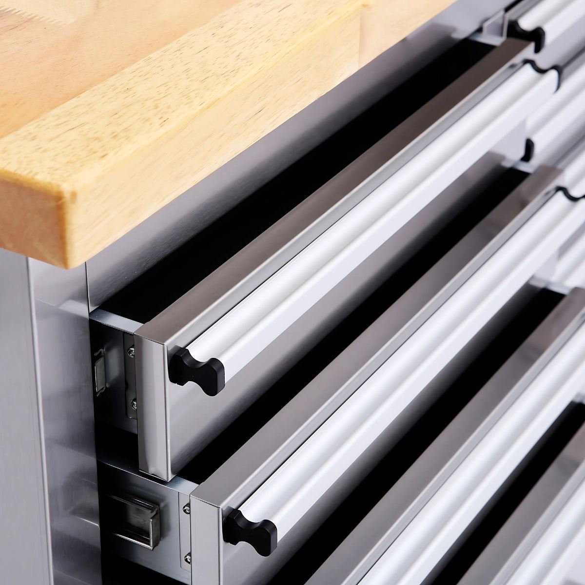 Excel 55inch 10 Drawer Stainless Steel Workbench Roller Tool Chest Cabinet with Pegboard & Tall Cabinet