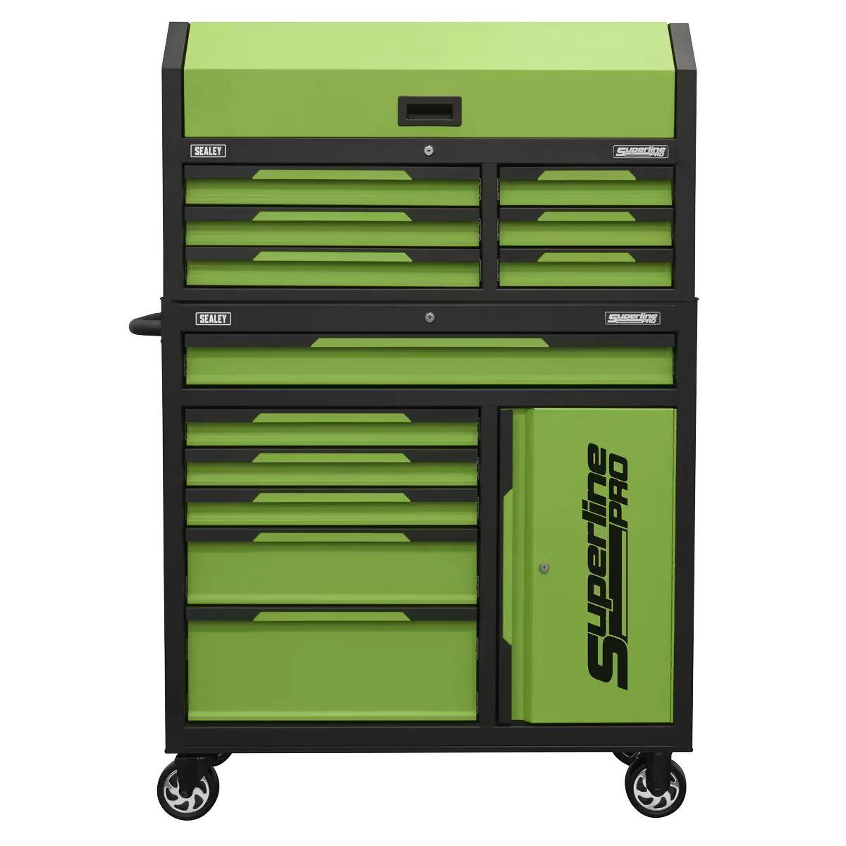 Sealey AP1080HVG Superline Pro Topchest & Rollcab Combination 12 Drawer & 1 Door Cupboard Green