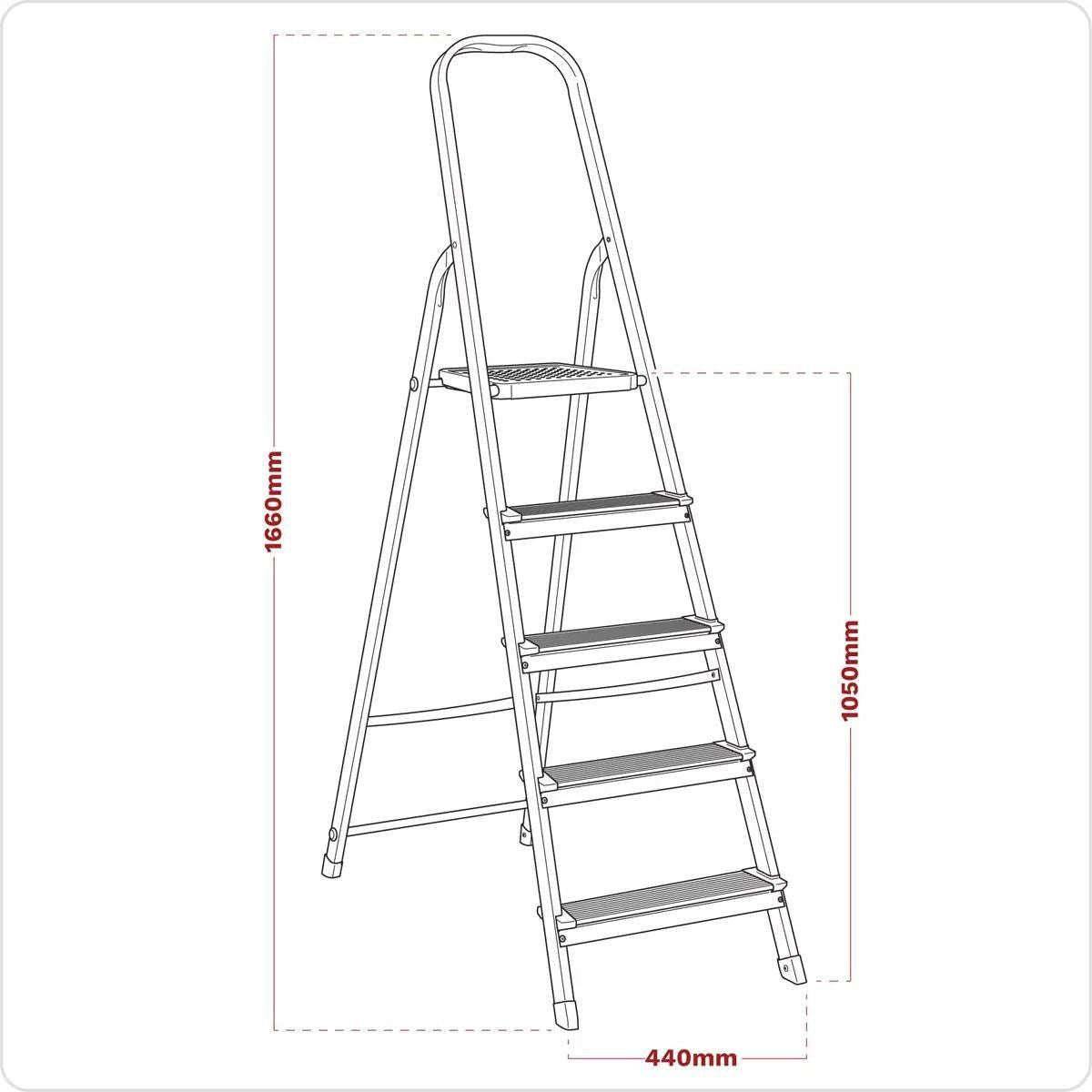 Sealey ASL5 5-Tread Trade Aluminium Step Ladder EN 131