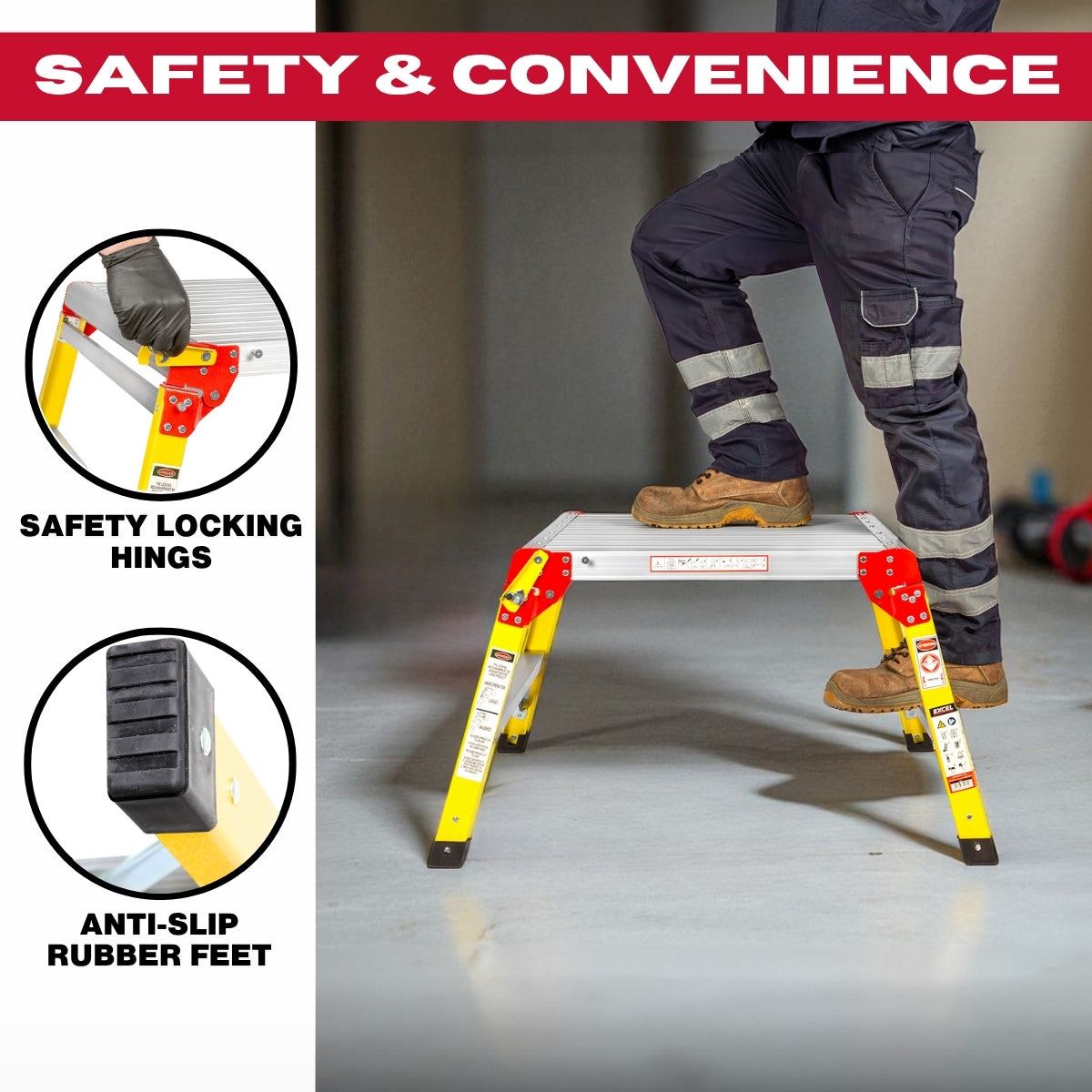 Excel Fibreglass Work Bench Platform Heavy Duty Folding Hop Up 600mm x 600mm