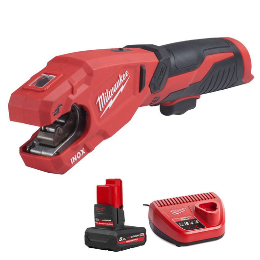Milwaukee M12PCSS-0 12V 12-28mm Pipe Cutter with 1 x 5.0Ah Battery & Charger