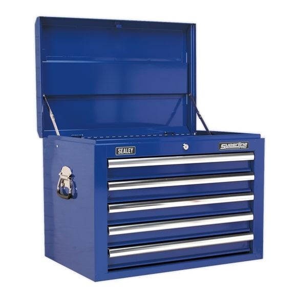 Sealey AP26059TC Topchest 5 Drawer with Ball Bearing Runners Blue