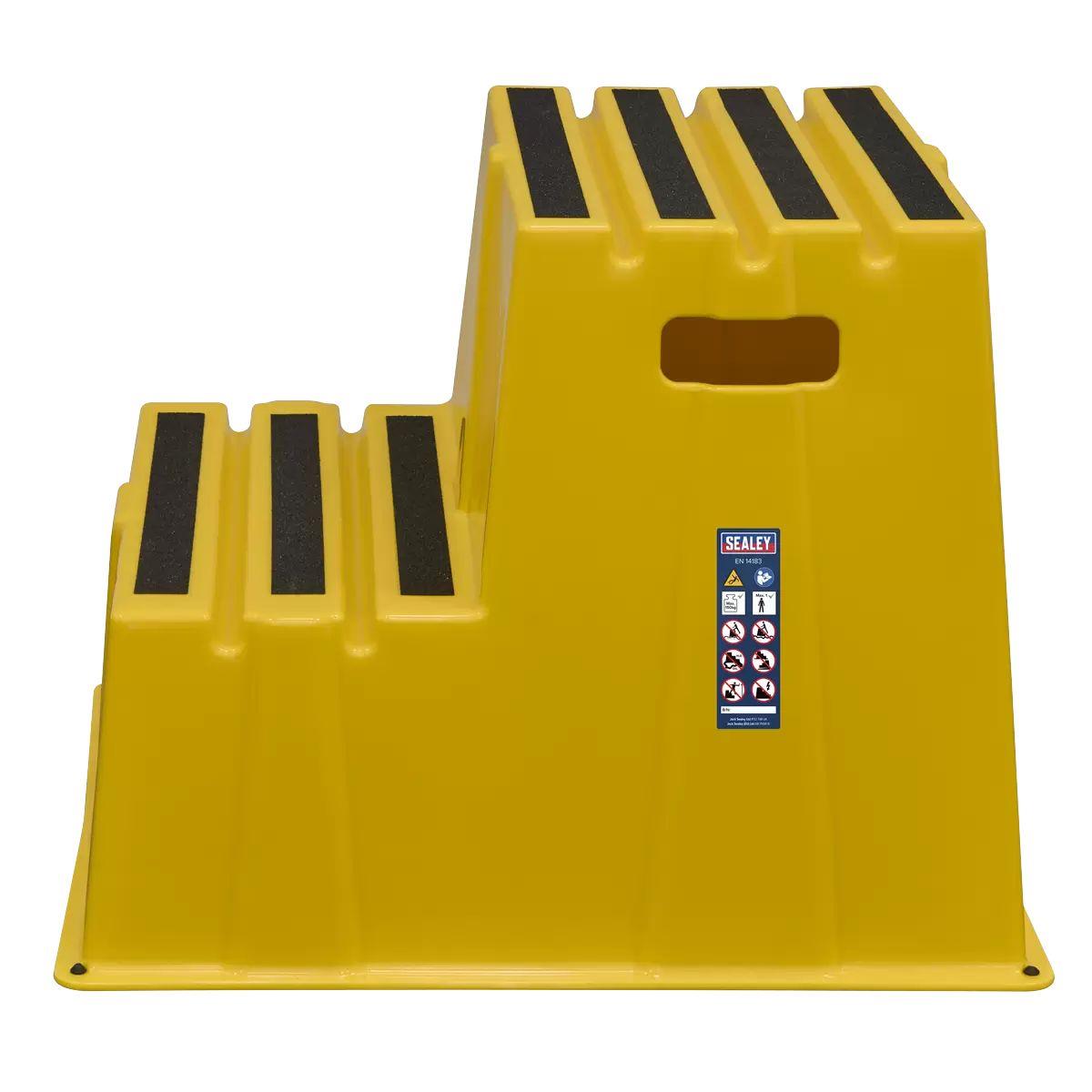 Sealey KS6 Heavy-Duty 2-Step Safety Steps with Anti-Slip Treads 150kg Capacity, Yellow EN 14183