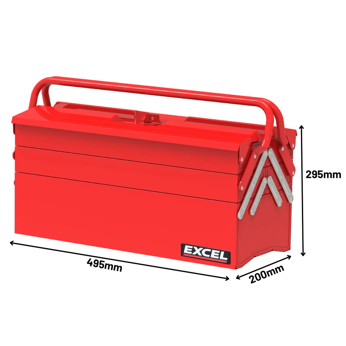 Excel 5 Tray Cantilever Metal Tool Box Organiser Storage Red