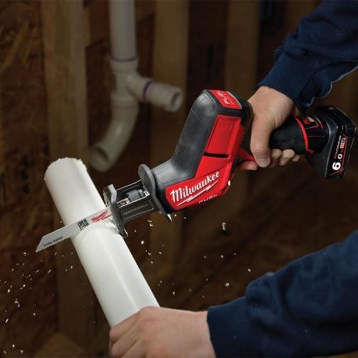 Milwaukee M12CHZ-0 12V Fuel Brushless HackZall Reciprocating Saw with 1 x 6.0Ah Battery & Charger