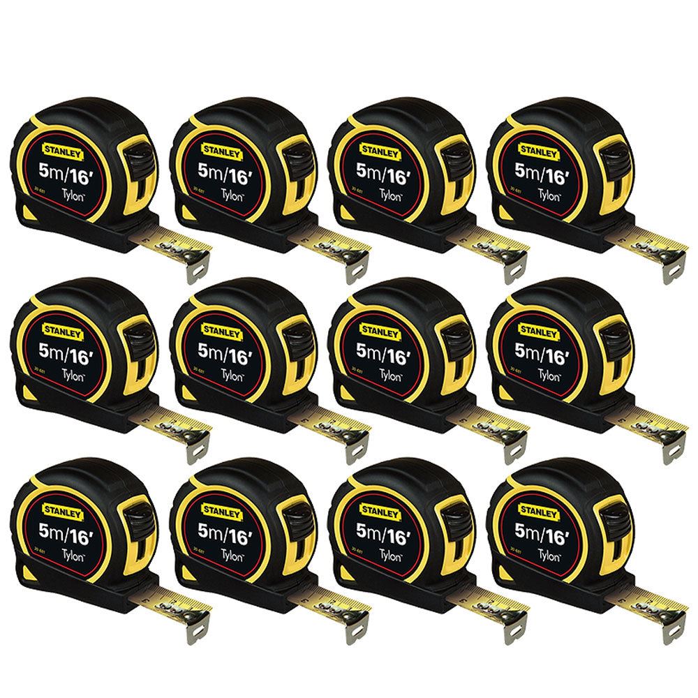 12 x Stanley Pocket Tape Measure Tylon Blade Bi-Material 5m/16ft 1-30-696 Loose