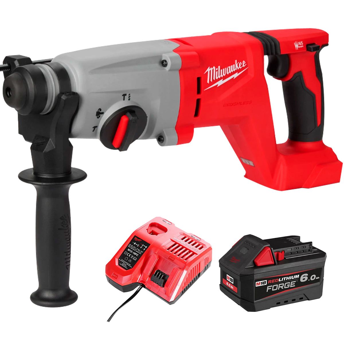 Milwaukee M18BLHACD26-0 18V Brushless SDS+ D-Handle Rotary Hammer Drill with 1 x 6.0Ah Battery & Charger