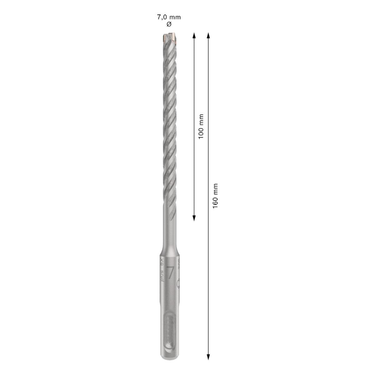 Bosch PRO SDS Plus-5X 7mm x 100mm x 160mm Hammer Drill Bit 2608833786