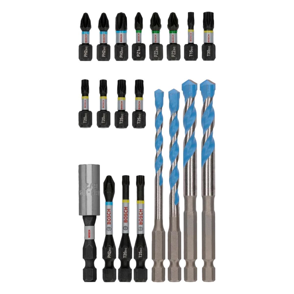 Bosch PRO 20 Piece Impact Screwdriving & Multi Construction Drilling Mixed Bit Set 2608521U83 - SPL