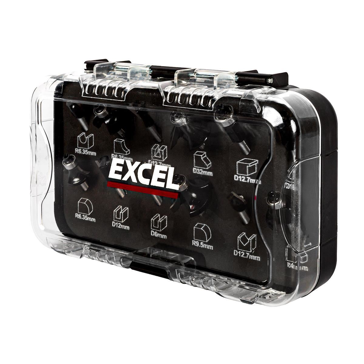 Excel 1/4in Shank TCT Router Cutter Bit 12 Piece Set