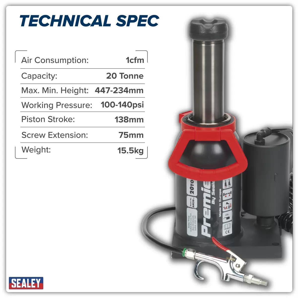 Sealey AM20 20tonne Manual/Air Hydraulic Bottle Jack