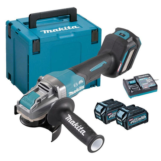 Makita GA043GD201 40V XGT X-Lock 115mm Paddle Switch Angle Grinder With 2 x 2.5Ah Batteries & Charger