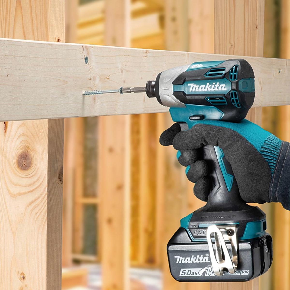 Makita DLX2578TJ 18V LXT Brushless Twin Pack Combi Drill & Impact Driver with 2 x 5.0Ah Batteries, Charger & Case