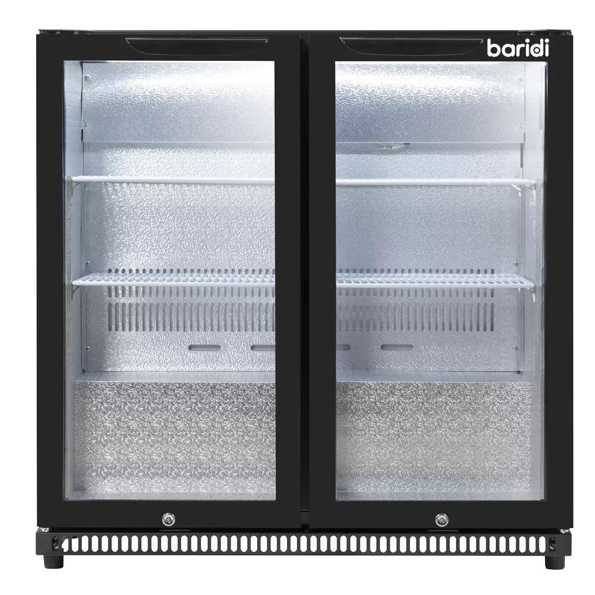 Sealey DH272 Baridi Bar Drinks Fridge/Cooler with Double Hinged Door & Security Lock 190L Black 240V
